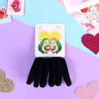 Резинки для волос &laquo;Авокадо лав&raquo;, набор 6 шт., парочка, 4 см, чёрные