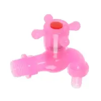 Кран водоразборный ZEIN, 1/2", со штуцером, с крестовой ручкой, PP, розовый