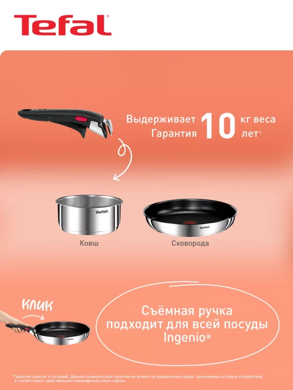 Набор посуды со съемной ручкой Ingenio Emotion L897S574