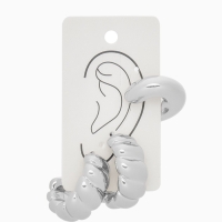 Набор серьги и каффы 3 шт. &laquo;Косичка&raquo; бублик, цвет серебро