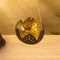 Подсвечник подвесной из кокоса &laquo;Бутон&raquo;, 14&times;14&times;10 см, чёрно-золотой