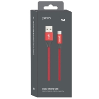 Кабель PERO DC-02, microUSB - USB, 2 А, 1 м, тканевая оплетка, красный Кабель PERO DC-02, microUSB - USB, 2 А, 1 м, тканевая оплетка, красный