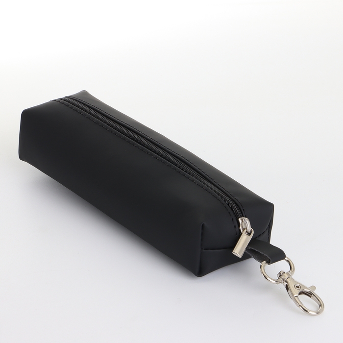 Ключница на молнии, длина 16 см, кольцо, карабин, цвет чёрный