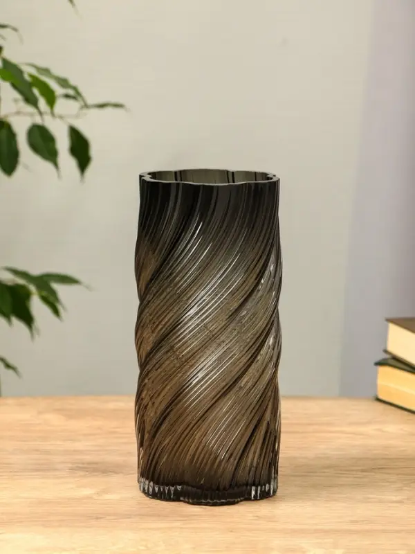 Ваза стекло настольная "Бриджит" 24х11 см, серый