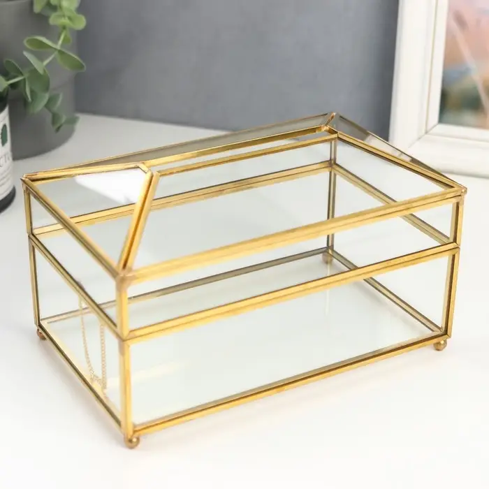 Шкатулка-салфетница &laquo;Золотые грани&raquo;, стекло, 11.8&times;10.3&times;19.2 см