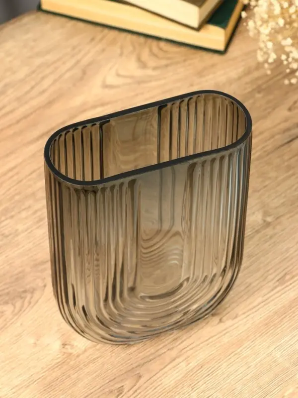 Ваза стекло настольная "Айрис" 23,5х17х7 см, серый