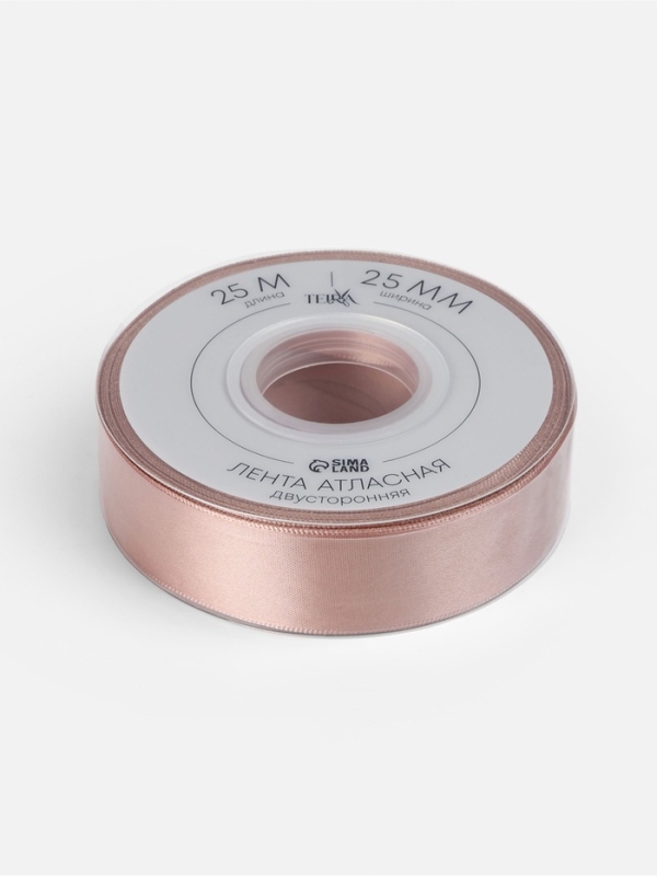 Лента атласная двухсторонняя №812 25мм*25&plusmn;1м телесный TR