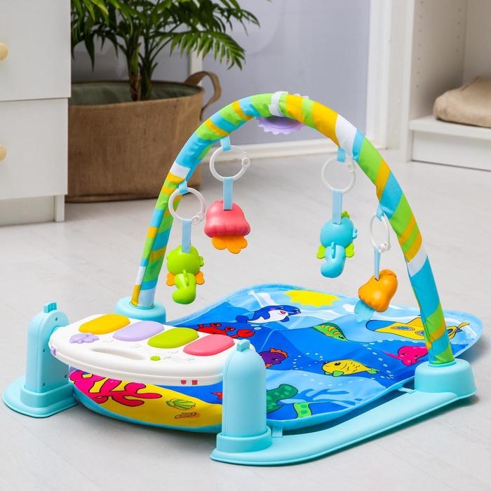 Коврик развивающий с дугой &laquo;Морские истории&raquo;, пианино, зеркало, р-р 73х45х0,5 см.