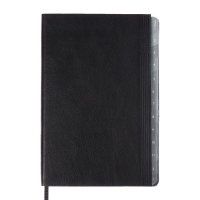 Еженедельник датир 2025г мягк обл иск кож А5 80л ESCALADA, бл тис, кр бл 70 г/м&sup2;, чёрный
