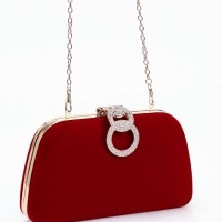 Сумка жен, 20*6*12, отд на фермуаре, цепь, текстиль, красный