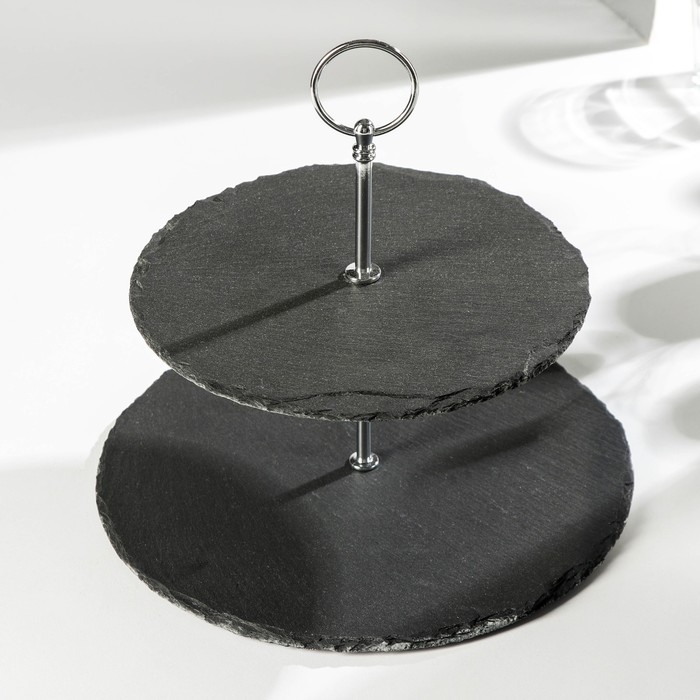 Блюдо из сланца Magistro Valley, 2-ярусное, d=25/20&times;24 см