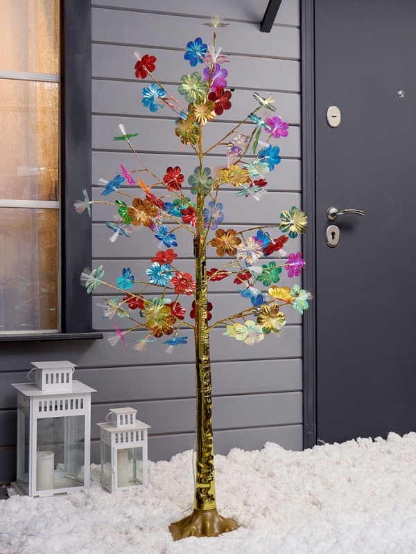 Светодиодное дерево &laquo;Неоновые цветы&raquo; 1.5 м, 80 LED, постоянное свечение, 220 В, свечение тёплое белое