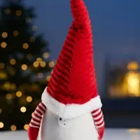 Фигура текстиль &laquo;Гном романтик в красном&raquo; 40 см, 1LED, LR1130х3 (в компл.), Т/БЕЛЫЙ