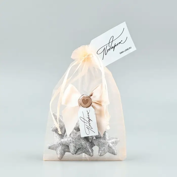 Мешочек подарочный из фатина с термонаклейкой &laquo;Бант&raquo;, 11 х 16 см +/- 1.5 см