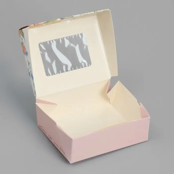 Кондитерская упаковка, коробка с ламинацией &laquo;Цветы&raquo;, 10 х 8 х 3.5 см