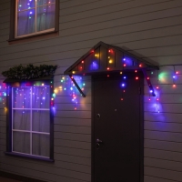 Гирлянда &laquo;Бахрома&raquo; 12 &times; 0.7 м, IP44, УМС, тёмная нить, 240 LED, свечение мульти, 220 В