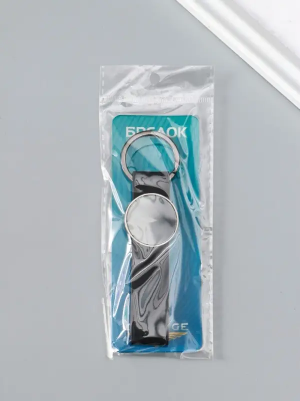 Брелок под нанесение кожзам, металл "Ремешок" размер окна d=2,7 см, чёрный 11,3х3х0,7 см