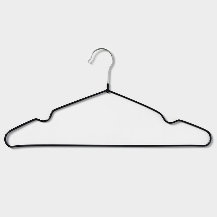 Плечики - вешалки для одежды Доляна, 40&times;20 см, 10 шт, антискользящее покрытие, цвет чёрный