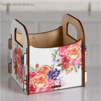 Кашпо деревянное 10.5&times;10&times;11 см подарочное Рокси Смит "Маме! Цветы", коробка