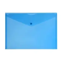 Папка-конверт на кнопке А4, 150 мкм, Calligrata Standard, прозрачная, синяя