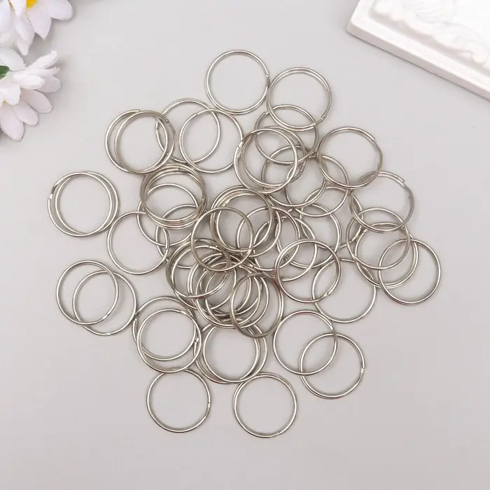 Основа для брелока кольцо металл серебро набор 50 шт 2х2 см