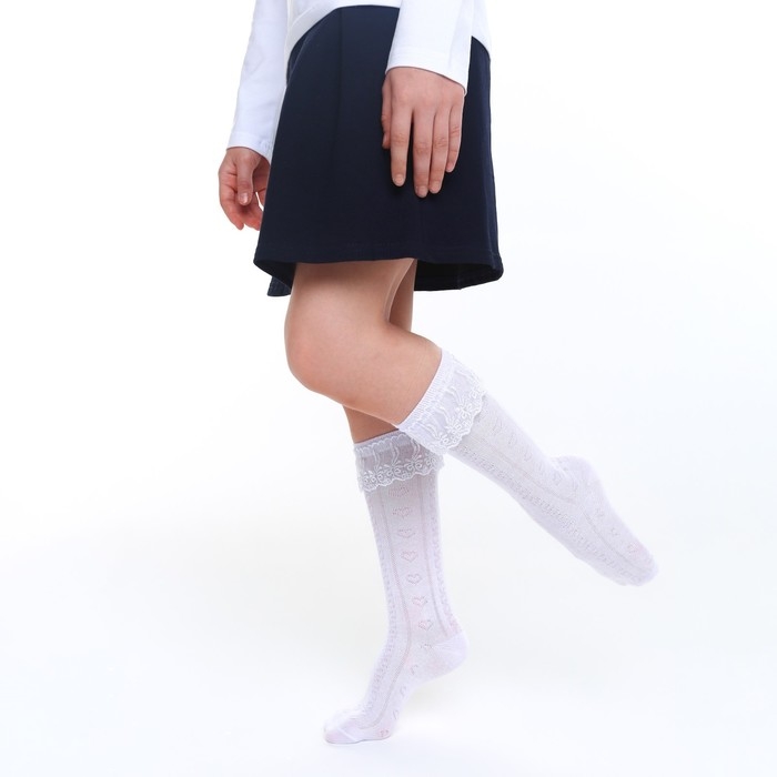 Гольфы детские ажурные с рюшей, цвет белый, размер 18 Гольфы детские ажурные с рюшей, цвет белый, размер 18
