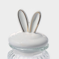 Банка стеклянная для хранения сыпучих продуктов Доляна &laquo;Зайка в золотом&raquo;, 230 мл, с керамической крышкой