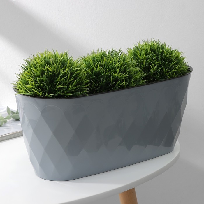 Кашпо для цветов со вставкой Laurel, 5 л, 35,4×15,2×15 см, серое Кашпо для цветов со вставкой Laurel, 5 л, 35,4×15,2×15 см, серое