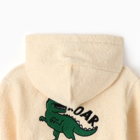 Халат махровый детский "Динозавр"  р-р 34 (122-128 см), бежевый