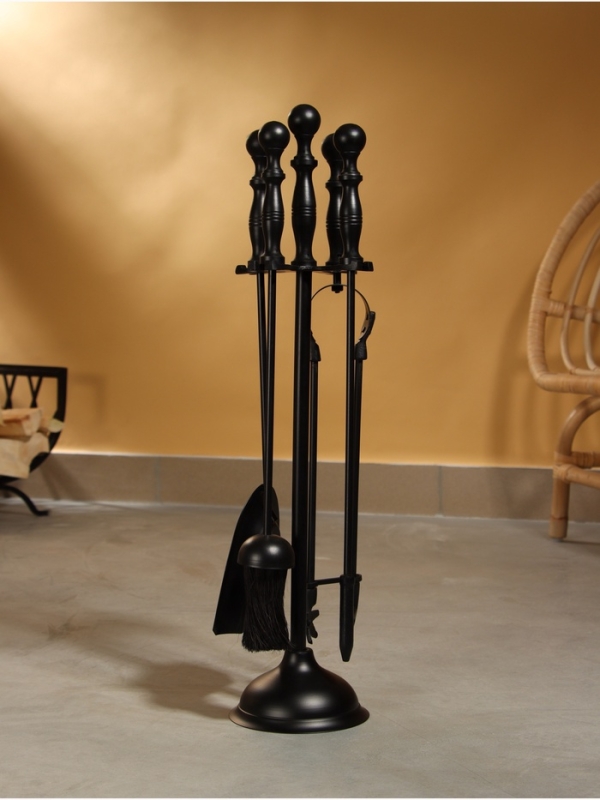 Каминный набор "Дым" сталь, 4 предмета, 14х14х64 см