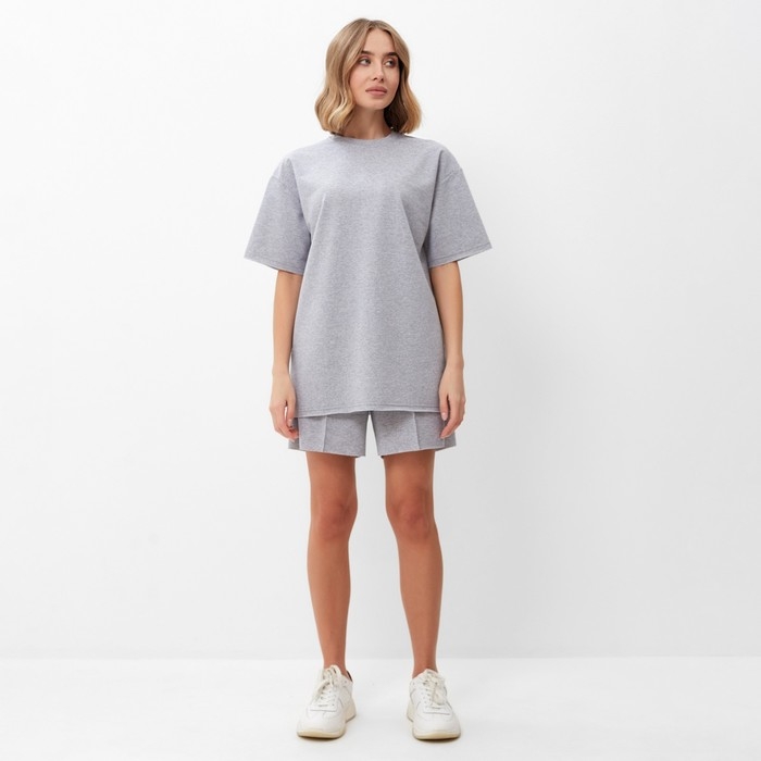Комплект (футболка, шорты) женский MINAKU: Casual Collection цвет светло-серый, р-р 44 Комплект (футболка, шорты) женский MINAKU: Casual Collection цвет светло-серый, р-р 44