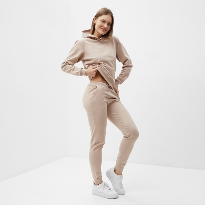 Комплект женский (фуфайка/брюки) НАЧЁС, цвет бежевый, размер 48 Комплект женский (фуфайка/брюки) НАЧЁС, цвет бежевый, размер 48