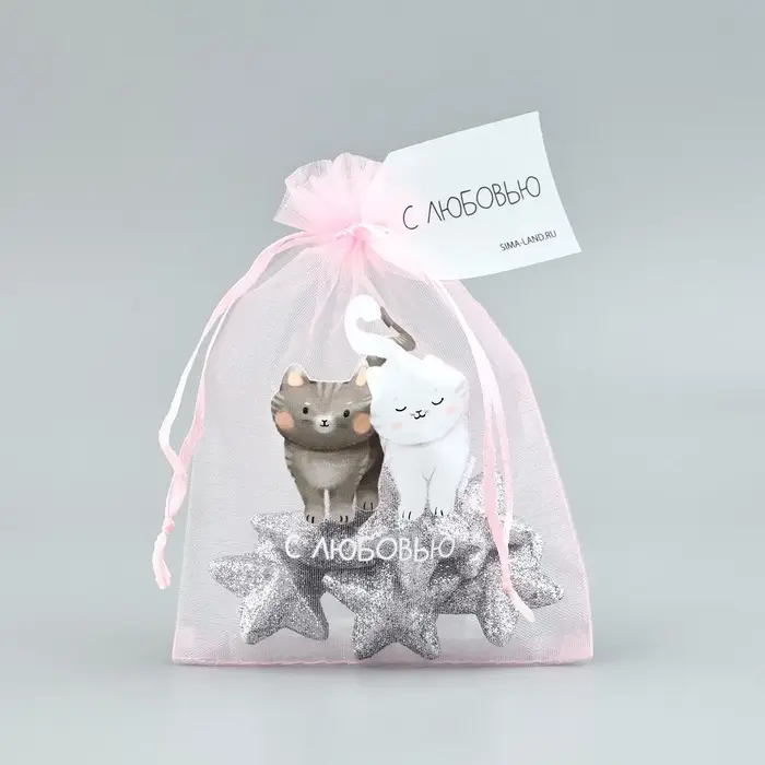 Мешочек подарочный из фатина с термонаклейкой &laquo;С любовью&raquo;, 11 х 16 см +/- 1.5 см