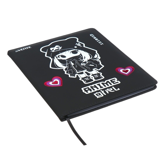 Дневник универсальный для 1-11 класса Anime Girl, твёрдая обложка, искусственная кожа, с поролоном, шелкография, ляссе, 80 г/м2