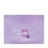 Папка-конверт на кнопке формат А4 180мкр блестящая МИКС Сиреневый стиль  (штрихкод на штуке)   10843
