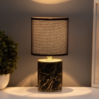 Настольная лампа с абажуром RISALUX &laquo;Юнона&raquo;, Е14, 40 Вт, чёрно-золотой, 13&times;13&times;26.5 см