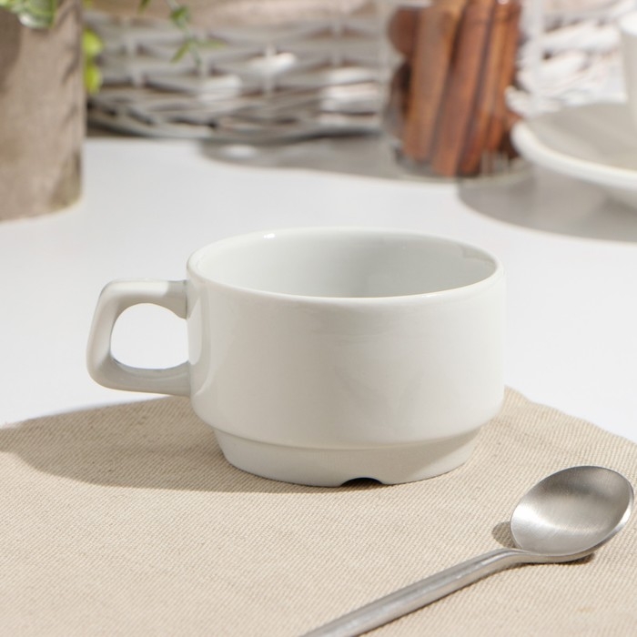 Чашка фарфорвая «Белая», 170 мл, d=8,3 см, штабелируемая Чашка фарфорвая «Белая», 170 мл, d=8,3 см, штабелируемая