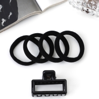 Набор для волос &laquo;Вивьен&raquo;, 4 резинки 5.5 см, краб 4.5 см, классика, чёрный