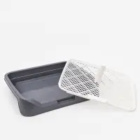 Туалет для собак 48 х 39 х 8,5 см с бортами, съёмной решеткой и столбиком, серый