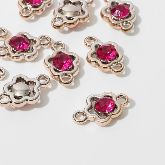 Коннектор «Цветок» 2,4×1,5×0,7 см, (набор 10 шт.), цвет ярко-розовый в золоте Коннектор «Цветок» 2,4×1,5×0,7 см, (набор 10 шт.), цвет ярко-розовый в золоте