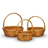 Набор корзин 3 шт 44х44х16, 37х37х14, 31х31х12 см руска 17/15/13см  лоза натур