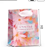 Пакет подарочный ламинированный, упаковка, &laquo;Счастья&raquo;, 9 х 12 х 6.5 см