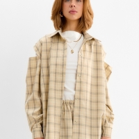 Рубашка женская MINAKU: Casual Collection цвет бежевый в клетку, р-р 44 Рубашка женская MINAKU: Casual Collection цвет бежевый в клетку, р-р 44