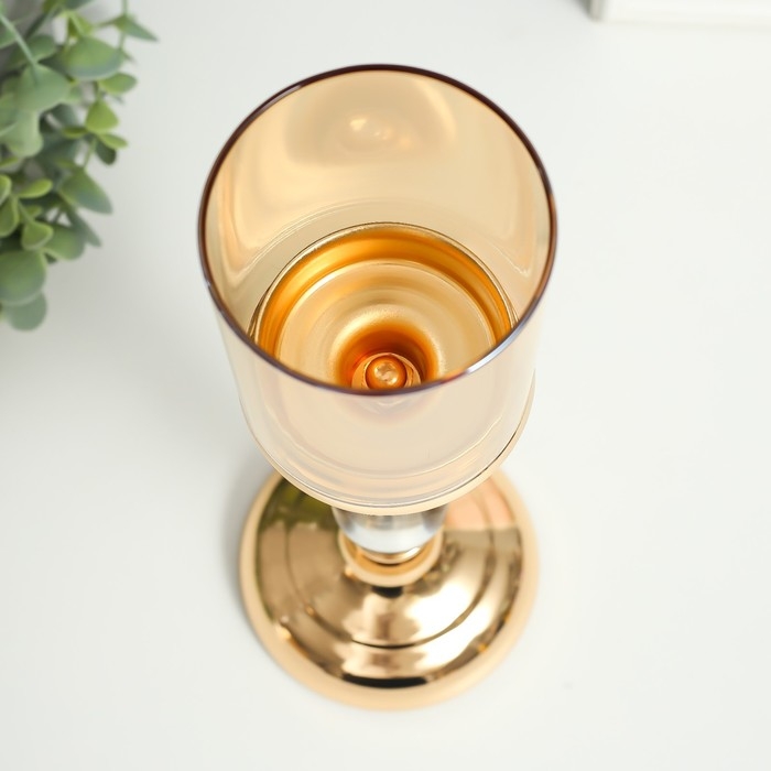 Подсвечник металл на 1 свечу "Классика - два прозрачных шара" золото 26х11х11 см