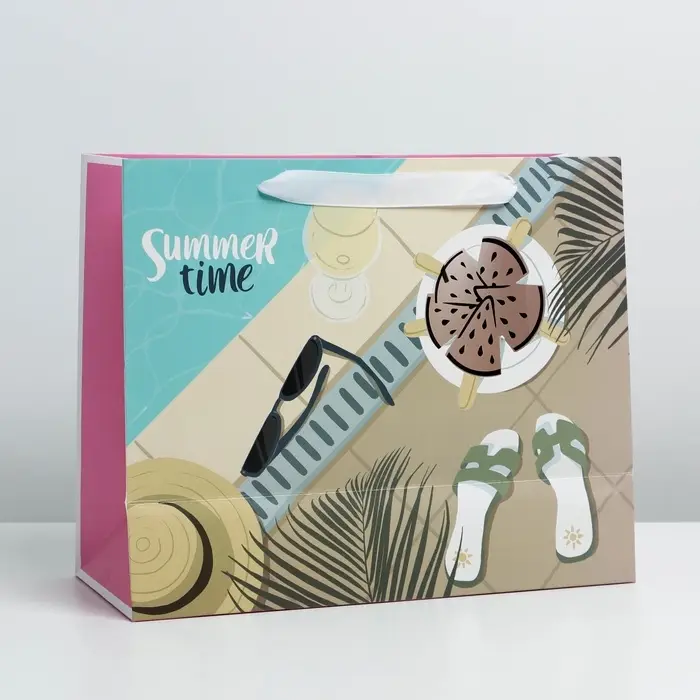 Пакет подарочный ламинированный с пластиковым окном, упаковка, &laquo;Летние истории&raquo;, 32.5 х 26.5 х 13.5 см