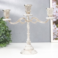 Подсвечник металл на 3 свечи "Раджа" состаренное серебро 22,5х8х24 см