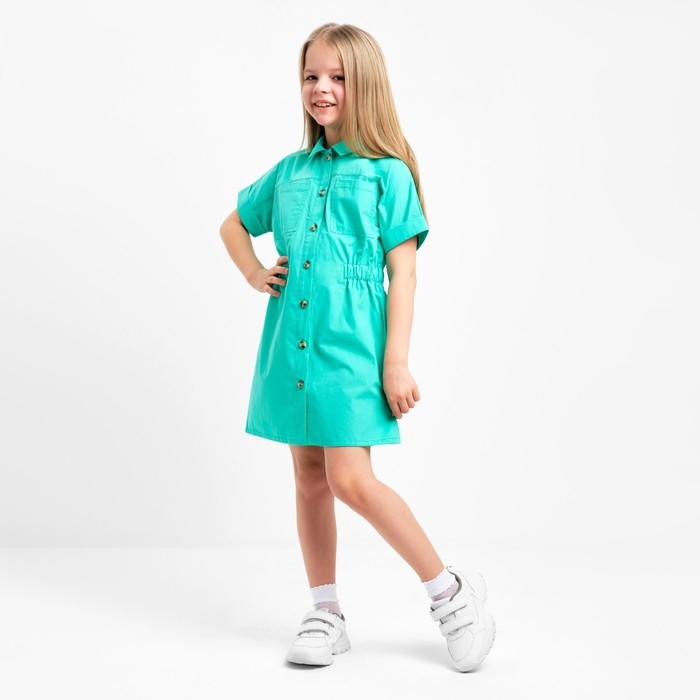 Платье детское с карманами KAFTAN, размер 30 (98-104 см), цвет зелёный Платье детское с карманами KAFTAN, размер 30 (98-104 см), цвет зелёный