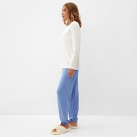 Комплект (джемпер,брюки) женский MINAKU, цвет экрю/голубой р-р 50 Комплект (джемпер,брюки) женский MINAKU, цвет экрю/голубой р-р 50