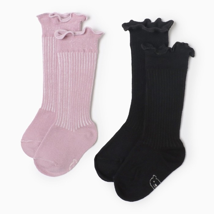 Гольфы детские 2 пары Крошка Я BASIC LINE, 12-14 см, розовый/черный Гольфы детские 2 пары Крошка Я BASIC LINE, 12-14 см, розовый/черный