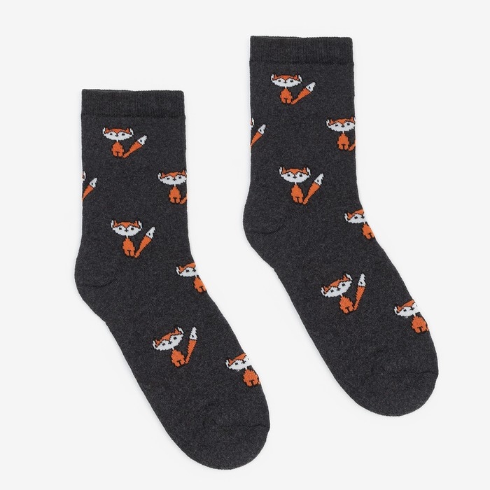 Носки женские махровые &laquo;Лисички&raquo;, цвет серый, размер 23-25